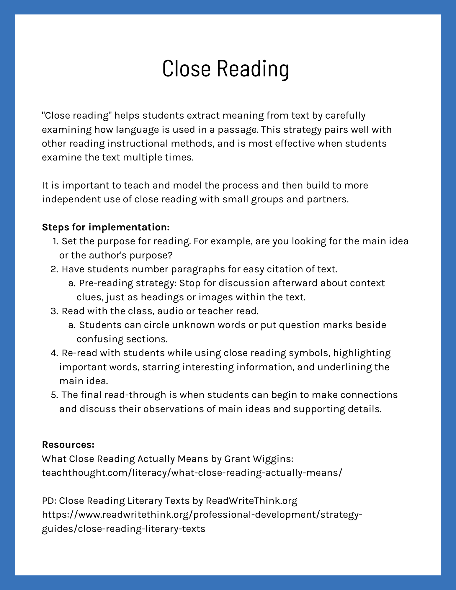 reading comprehension strategies thesis